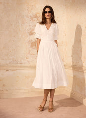 White Checked Midi Dress