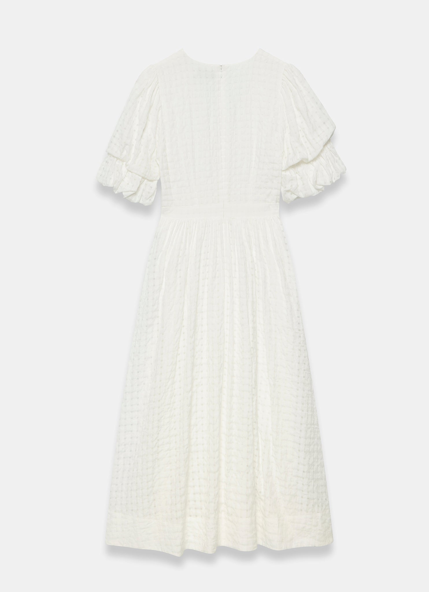 White Checked Midi Dress
