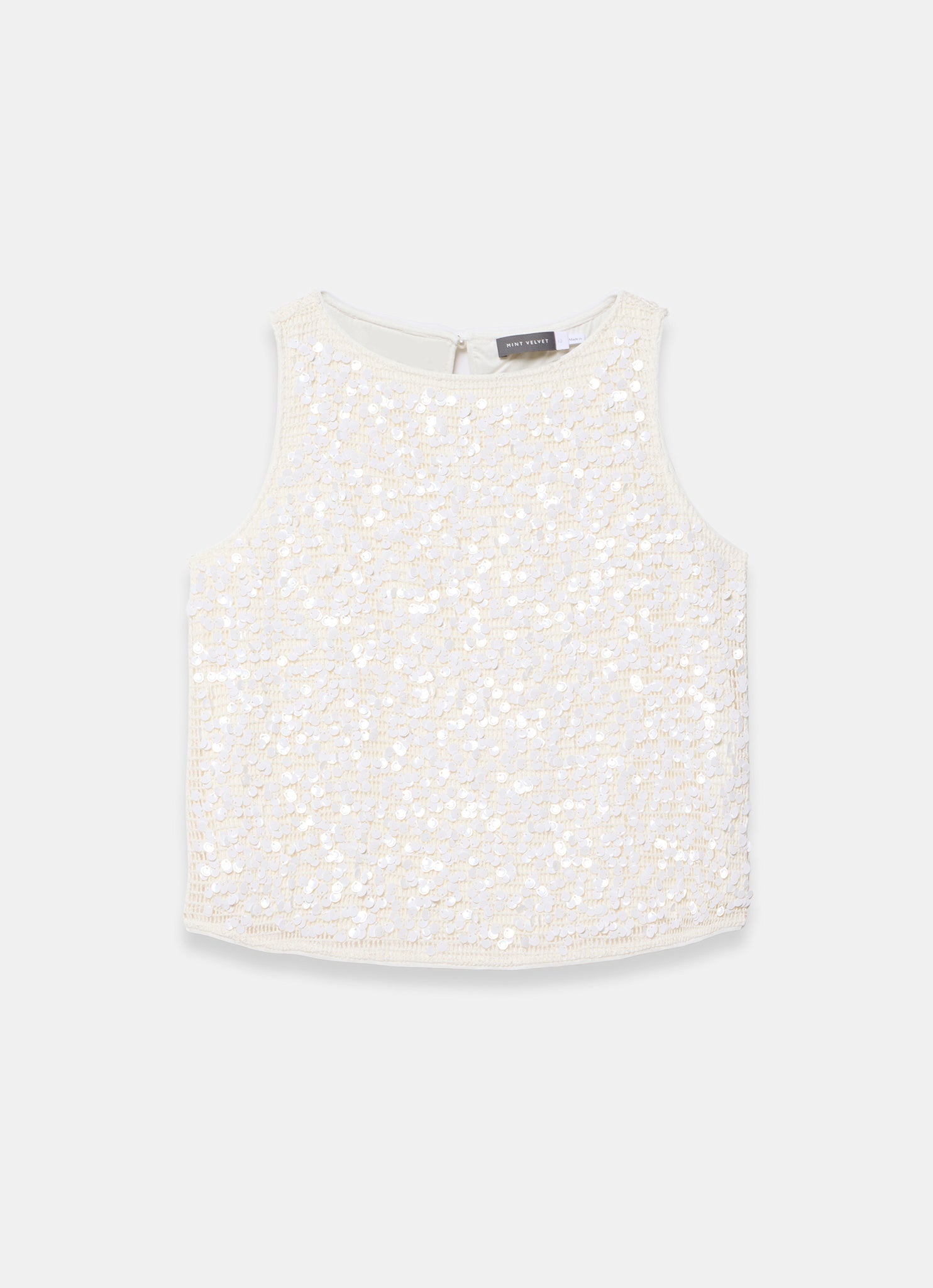 White Sequin Sleeveless Top
