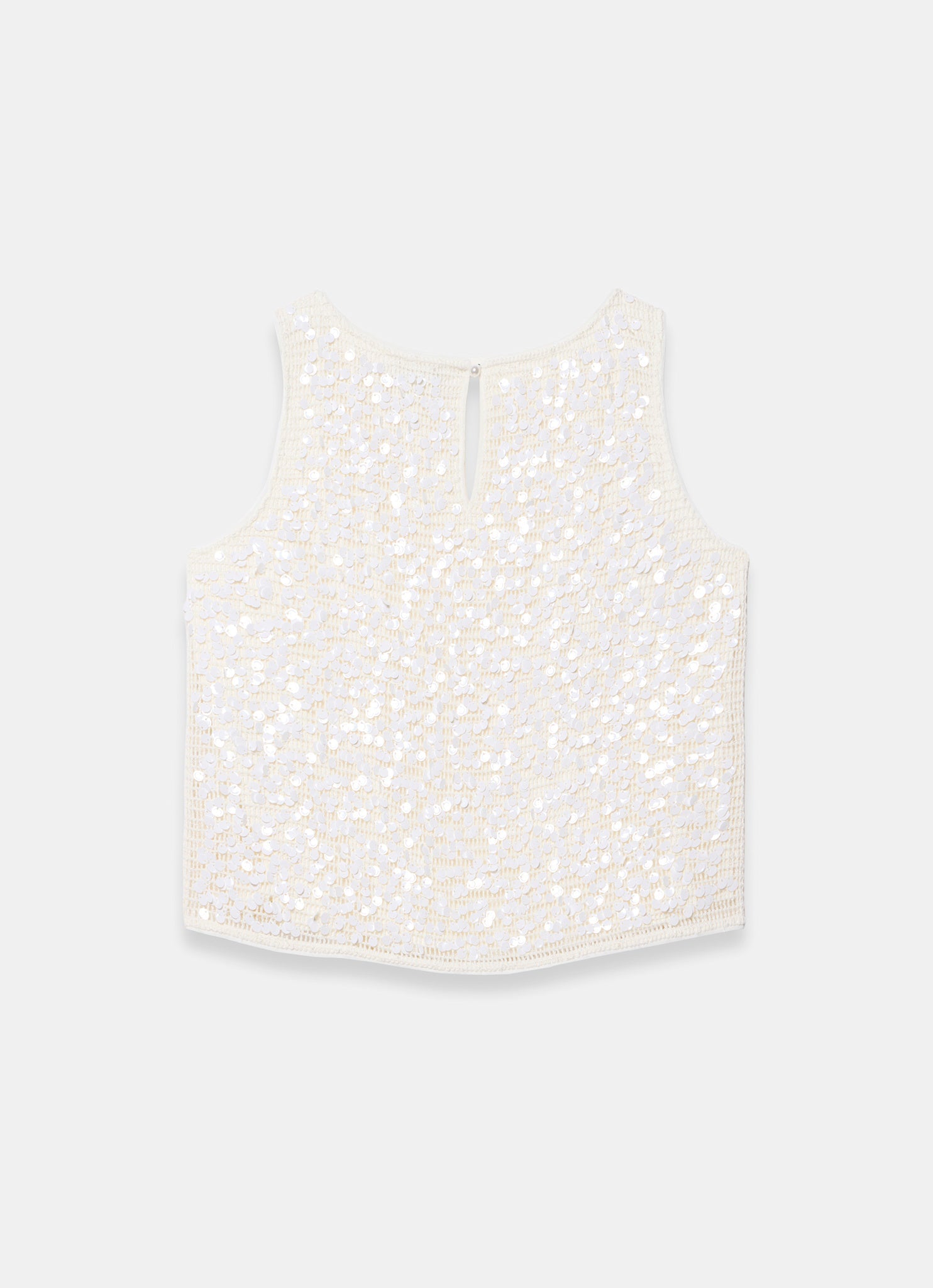 White Sequin Sleeveless Top