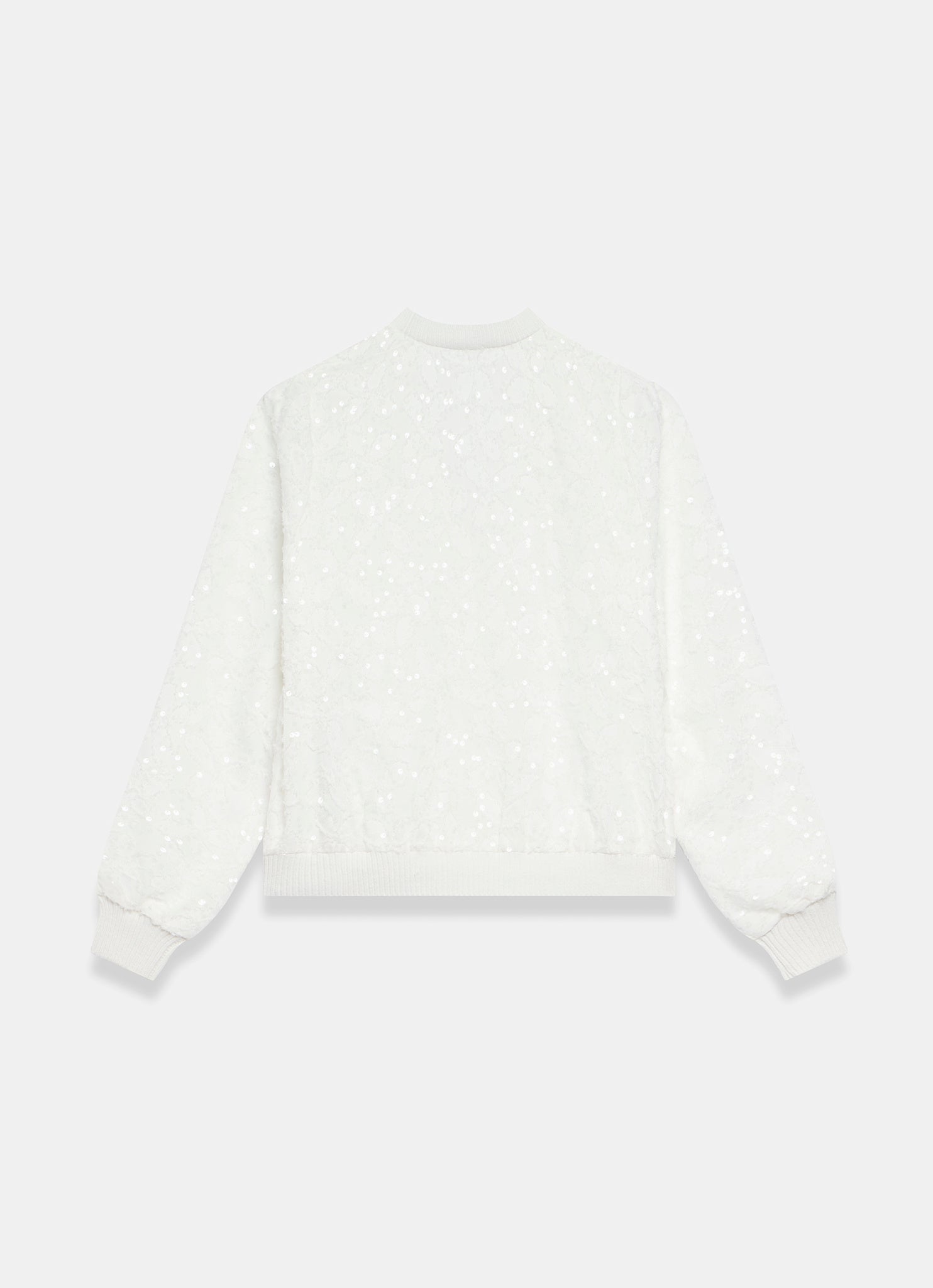 White Sequin Bomber Jacket
