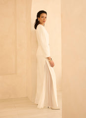 Cream Pleat Detail Trousers