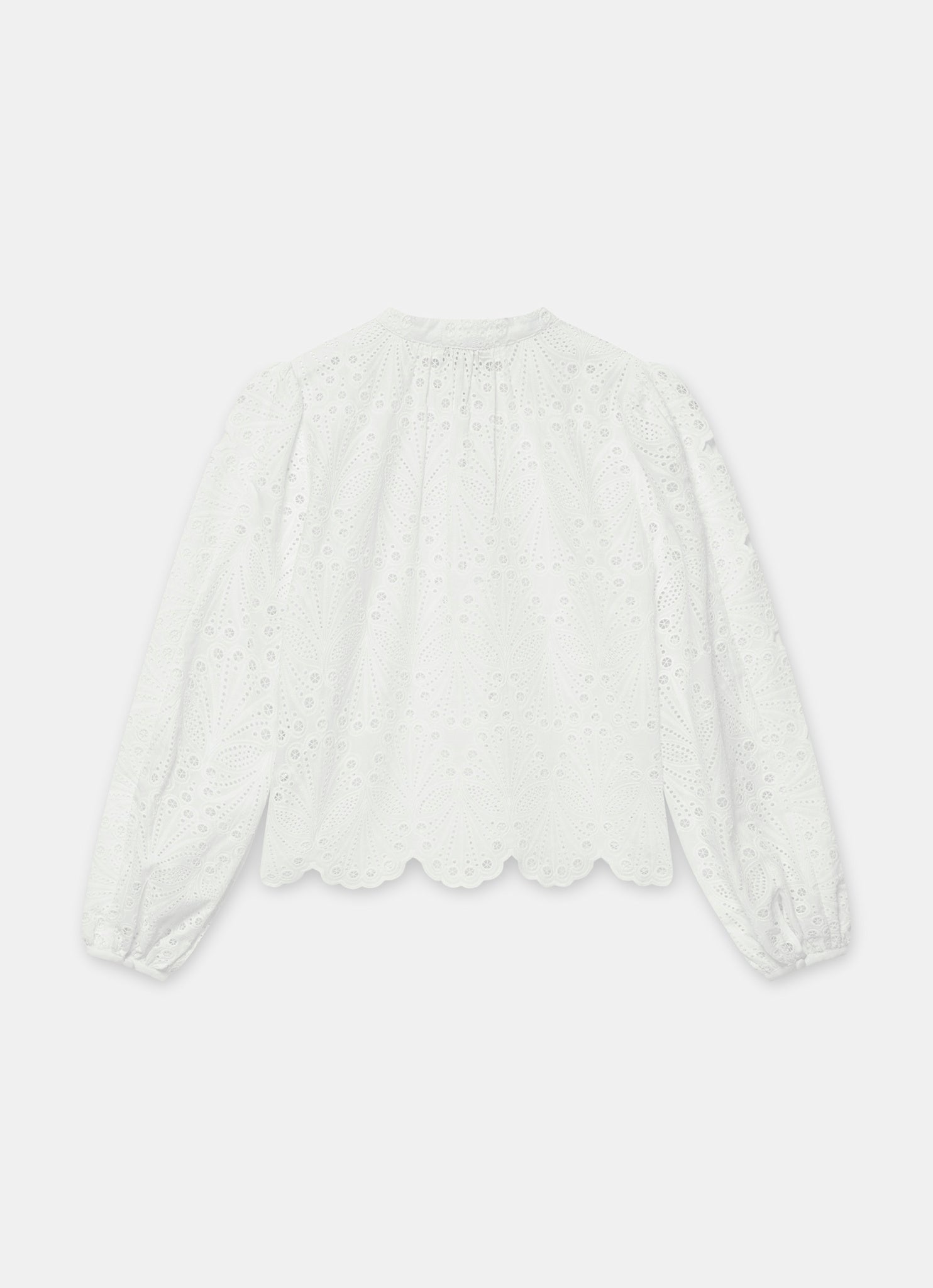 White Cotton Broderie Detail Blouse