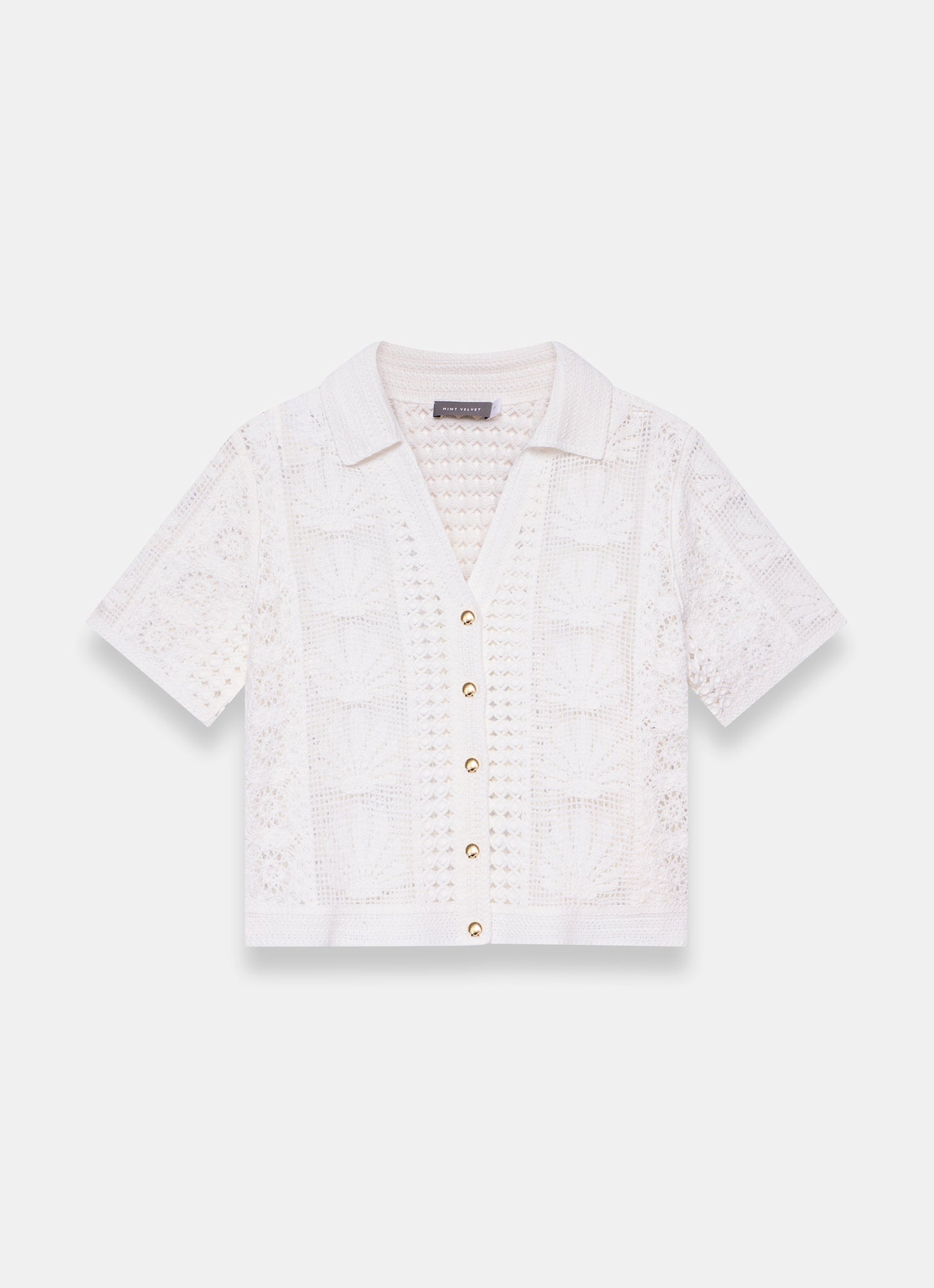 Cream Crochet Shell Shirt