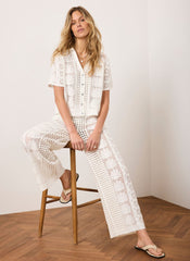 Cream Crochet Shell Trousers