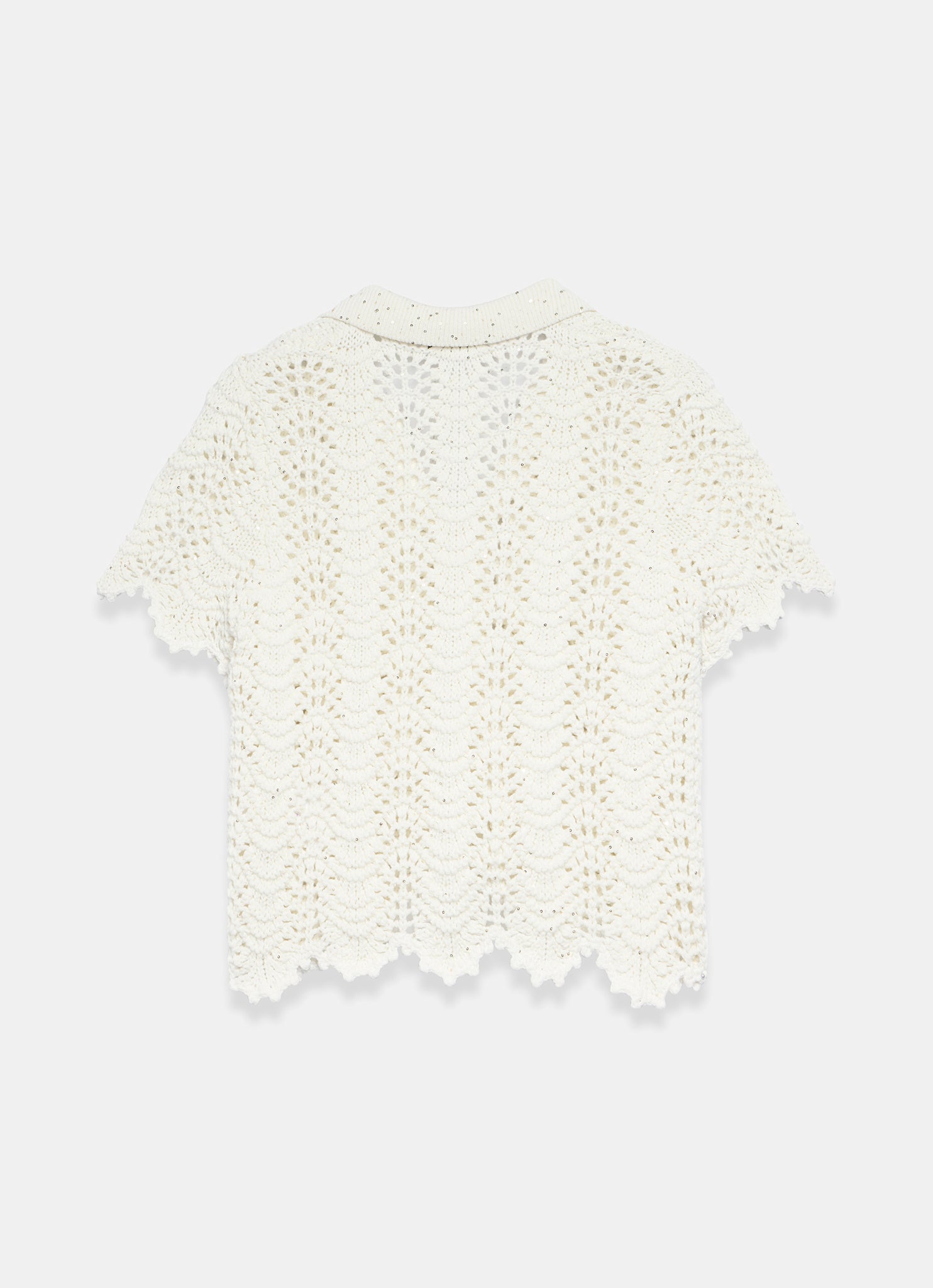 Cream Embellished Crochet Top