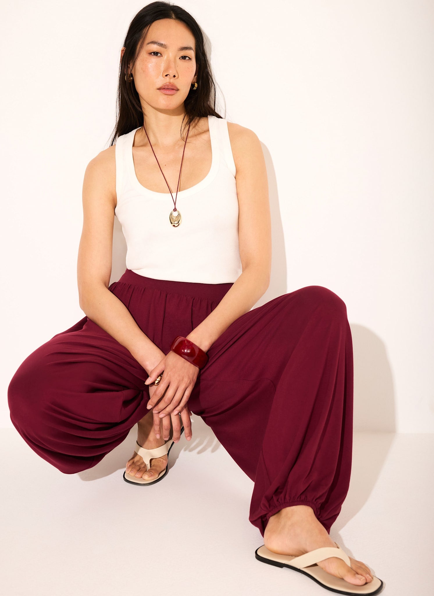 White Cotton Blend Scoop Neck Vest