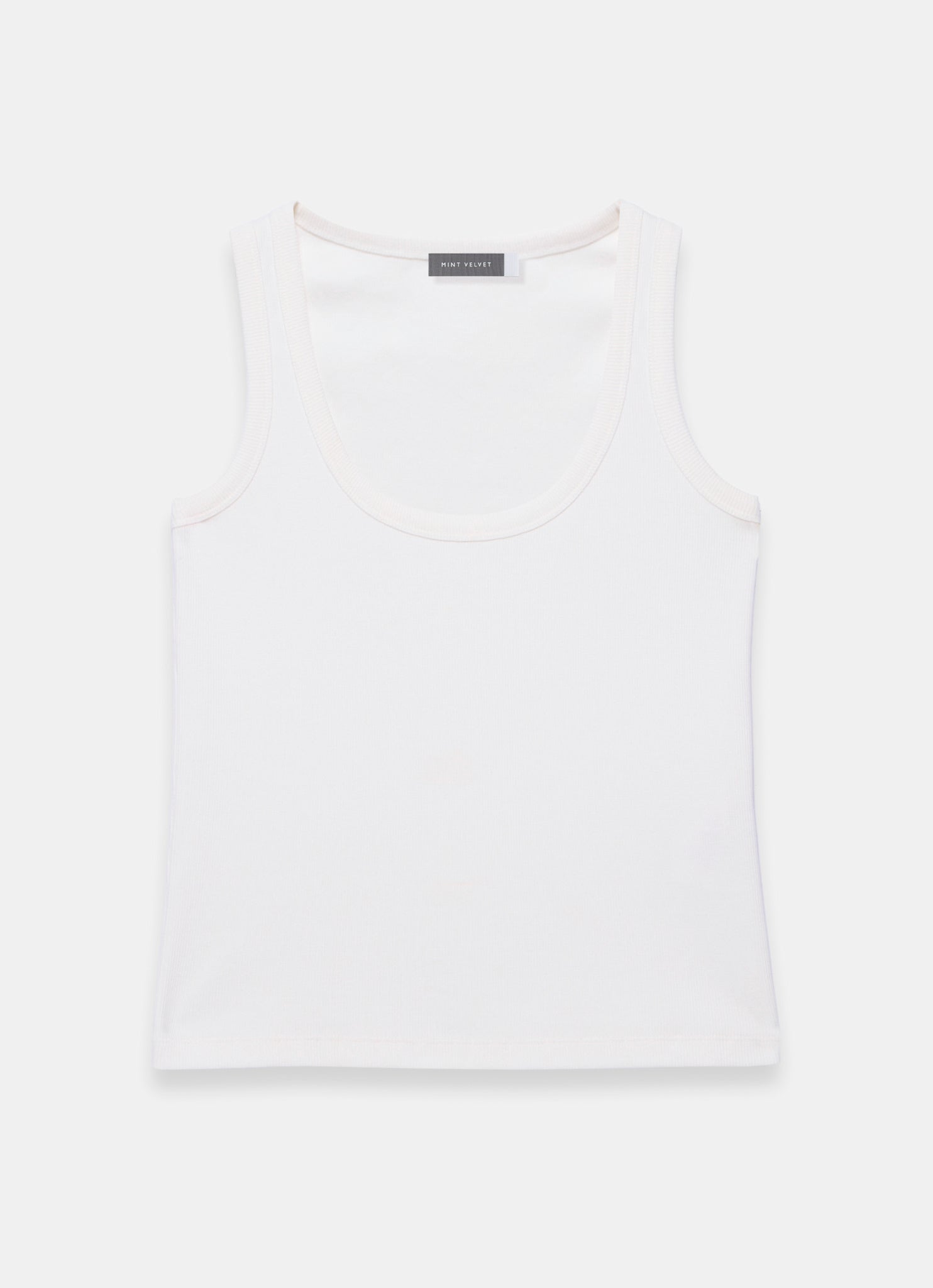 White Cotton Blend Scoop Neck Vest