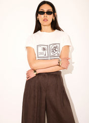 White Cotton Stamp Graphic T-Shirt