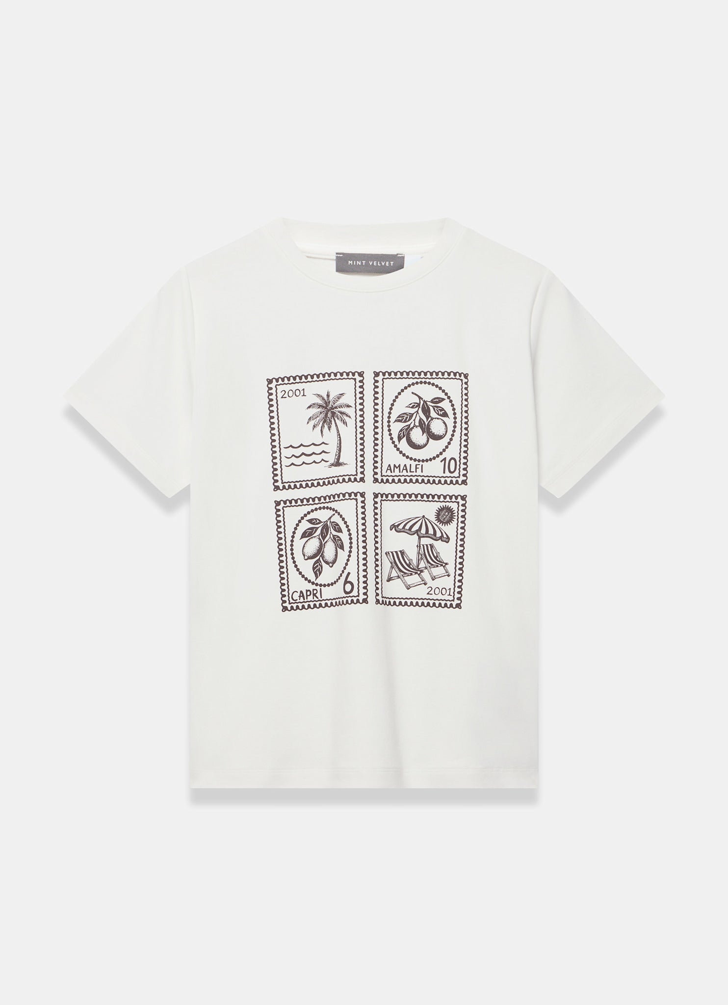 White Cotton Stamp Graphic T-Shirt