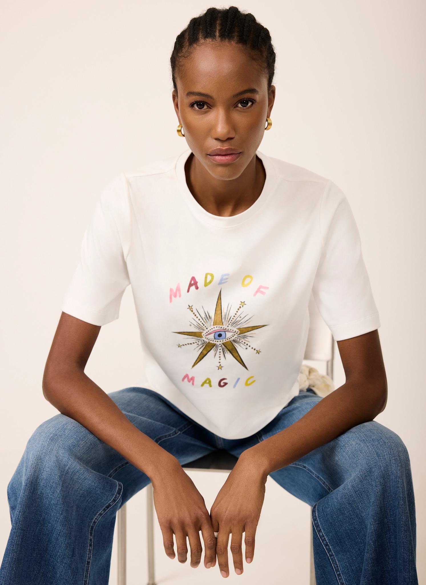 White Cotton Made of Magic Graphic T-Shirt
