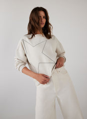 Cream Cotton Blend Star Sweatshirt