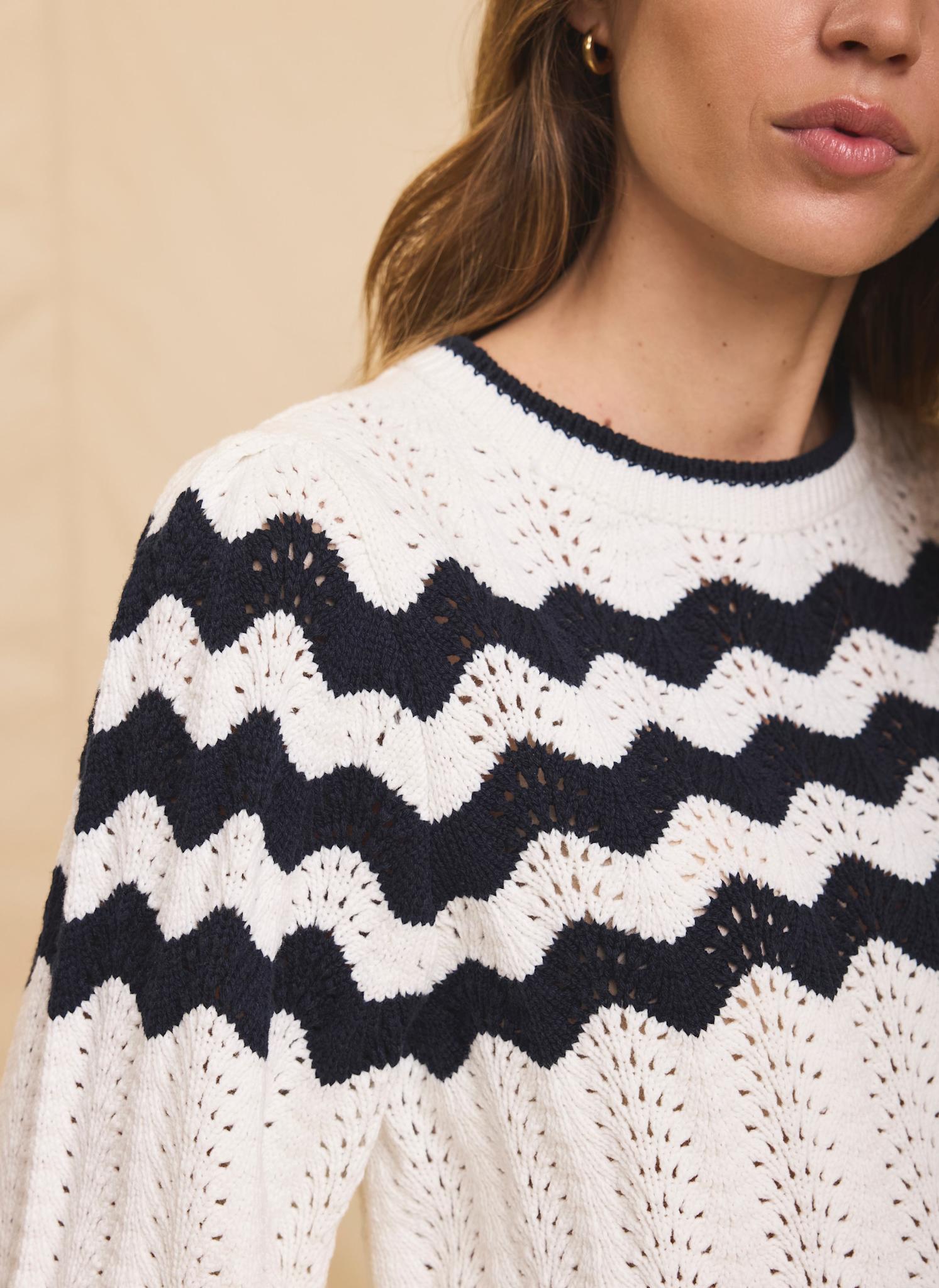 Neutral Striped Bow Back Jumper