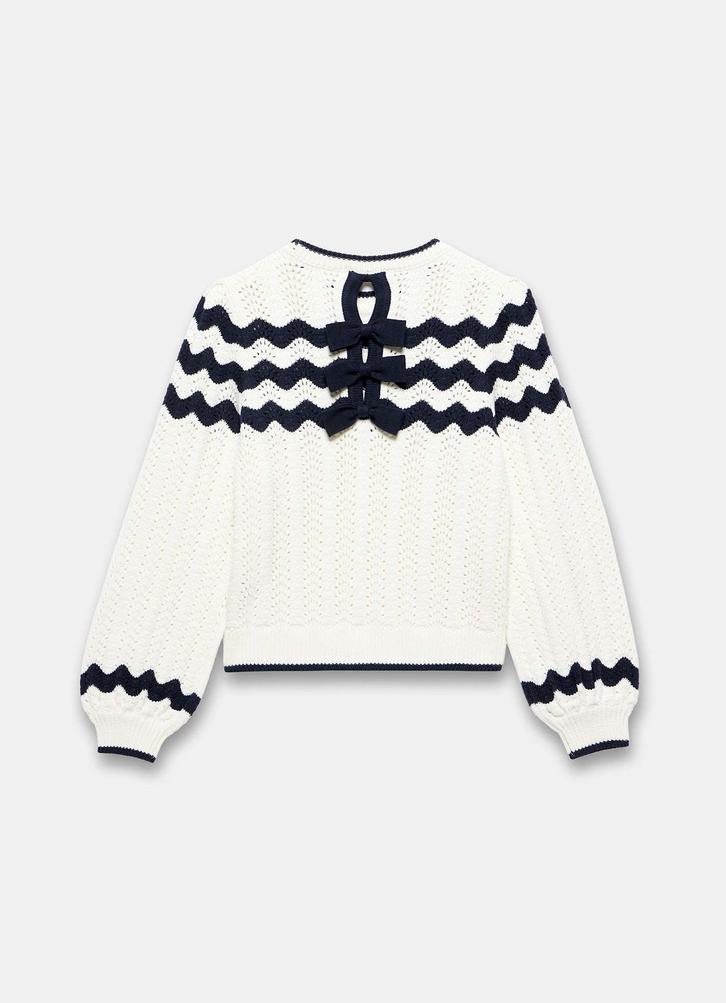 Neutral Striped Bow Back Jumper