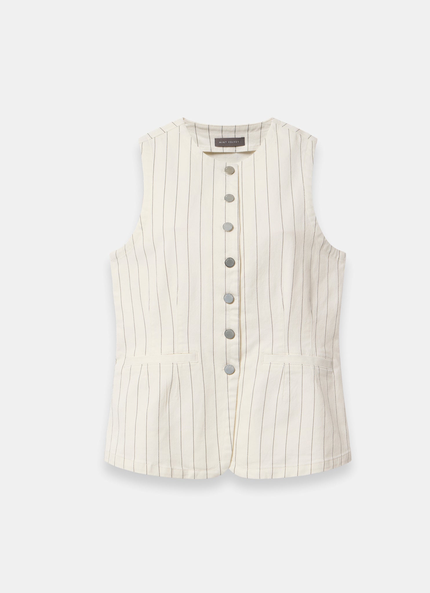White Pinstripe Denim Waistcoat