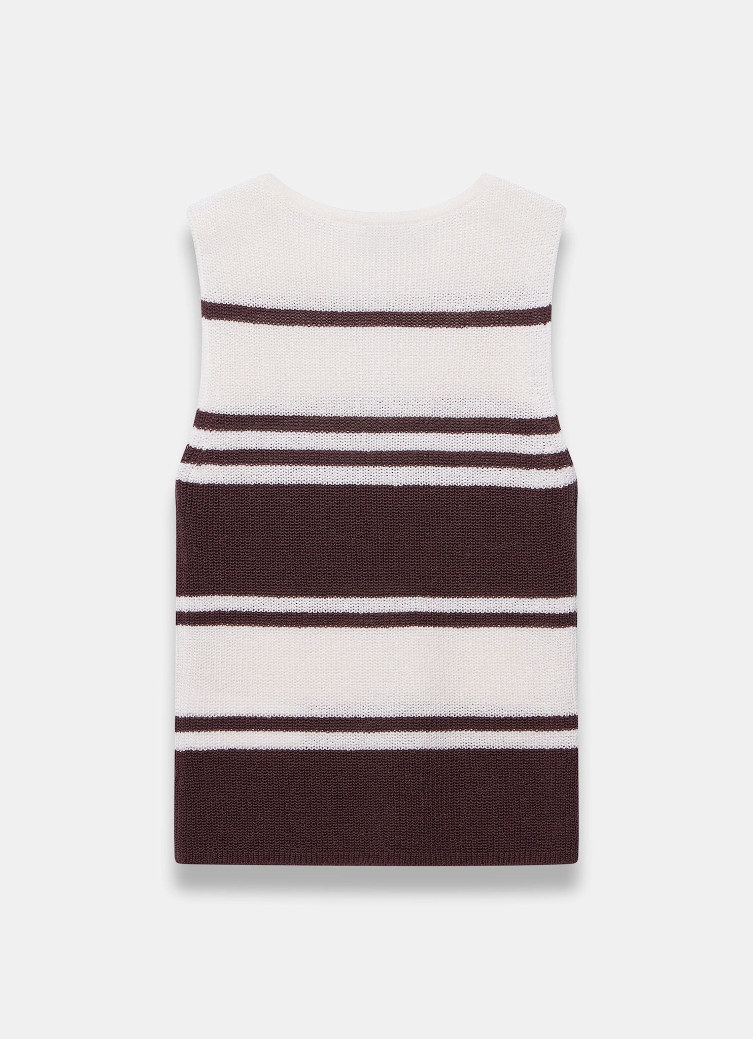 Neutral Cotton Blend Striped Knit Top