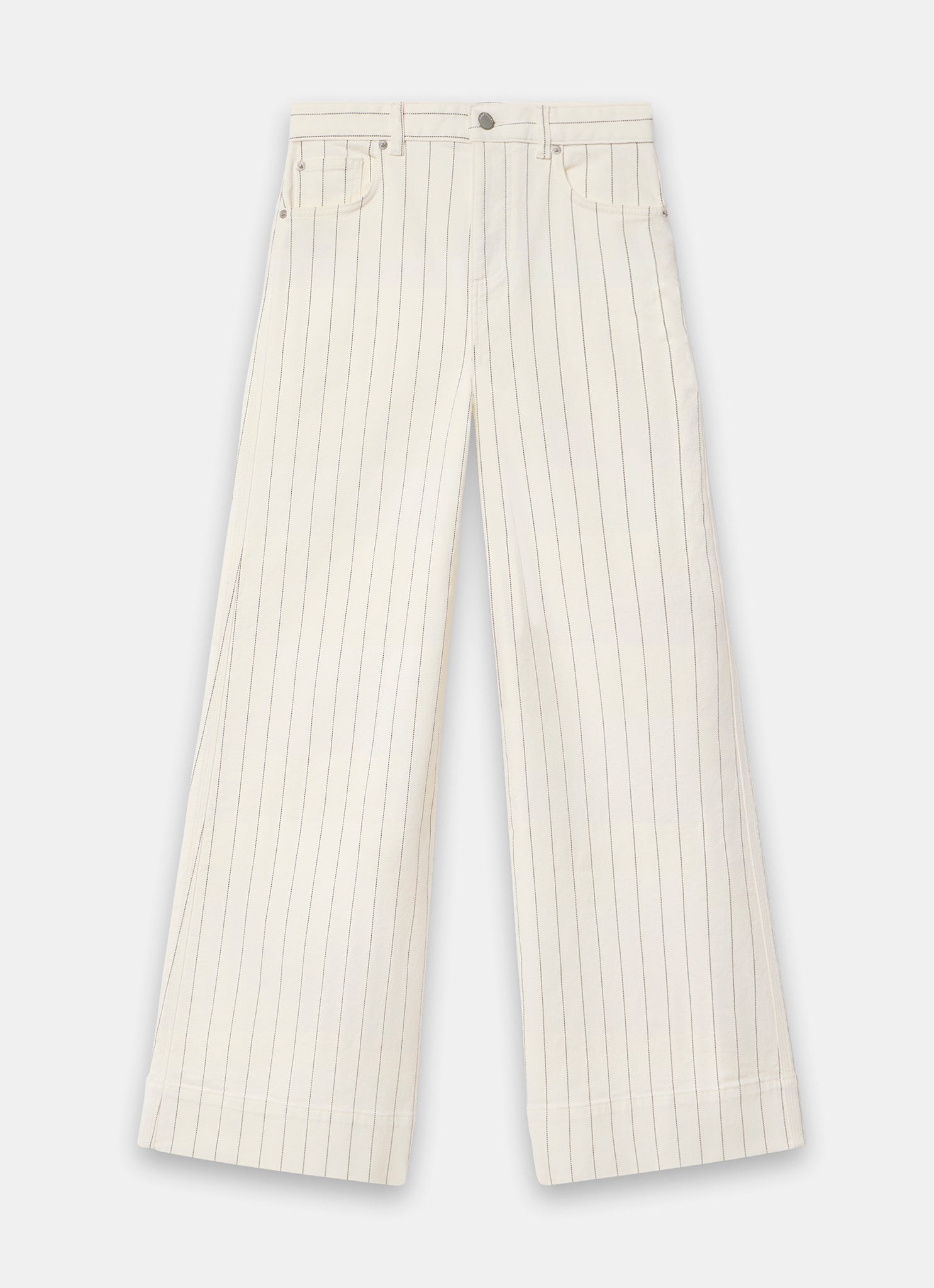 White Pinstripe Wide Jeans