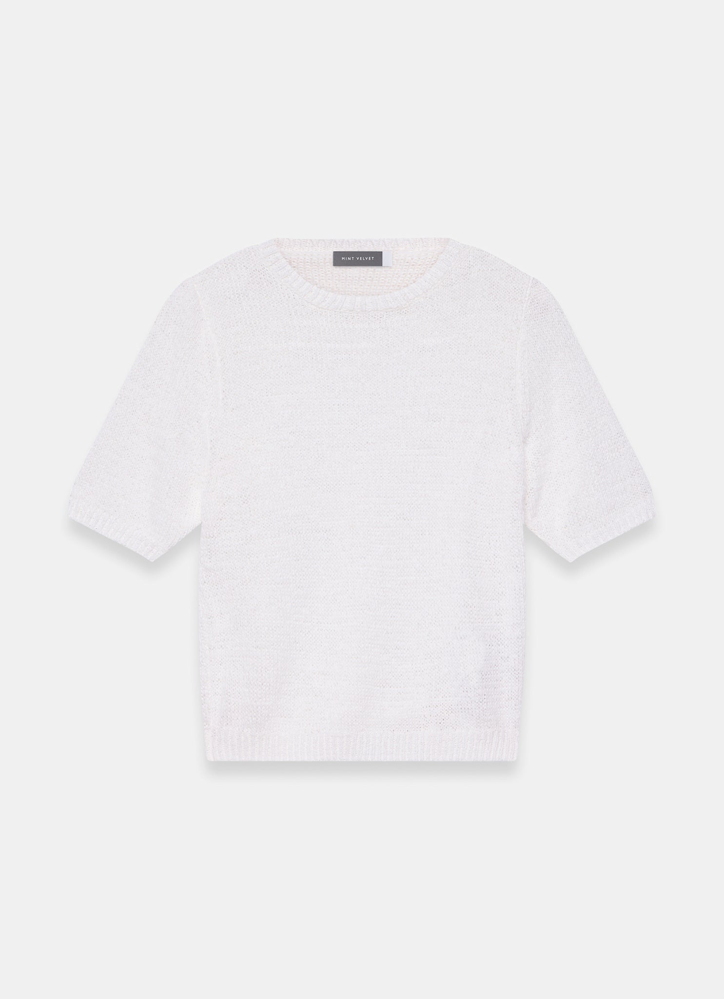 White Cotton Blend Knit Top