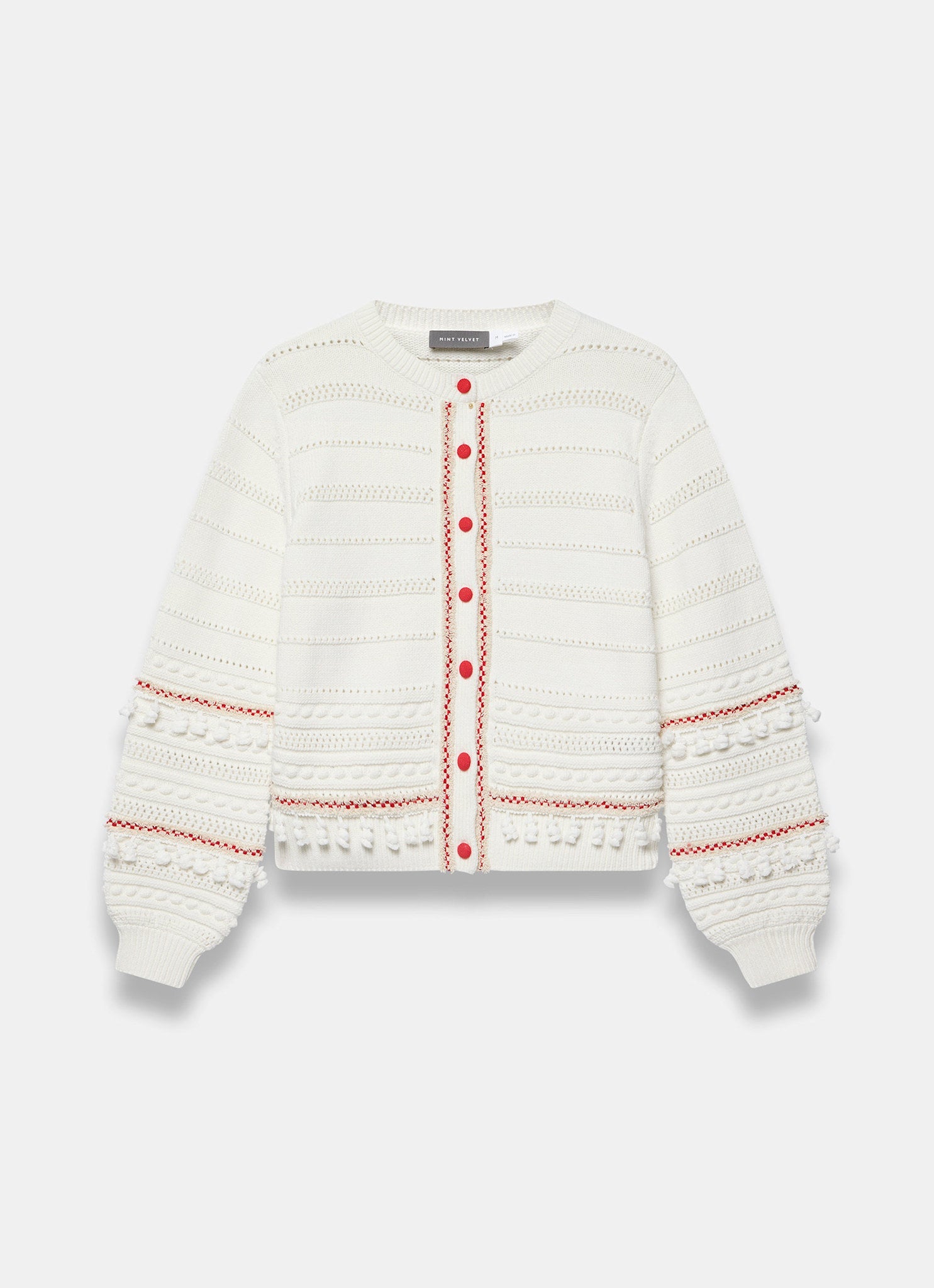 Cream Cotton Blend Tassel Cardigan