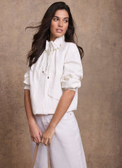 White Cotton Blend Technical Jacket
