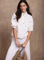 White Cotton Blend Technical Jacket