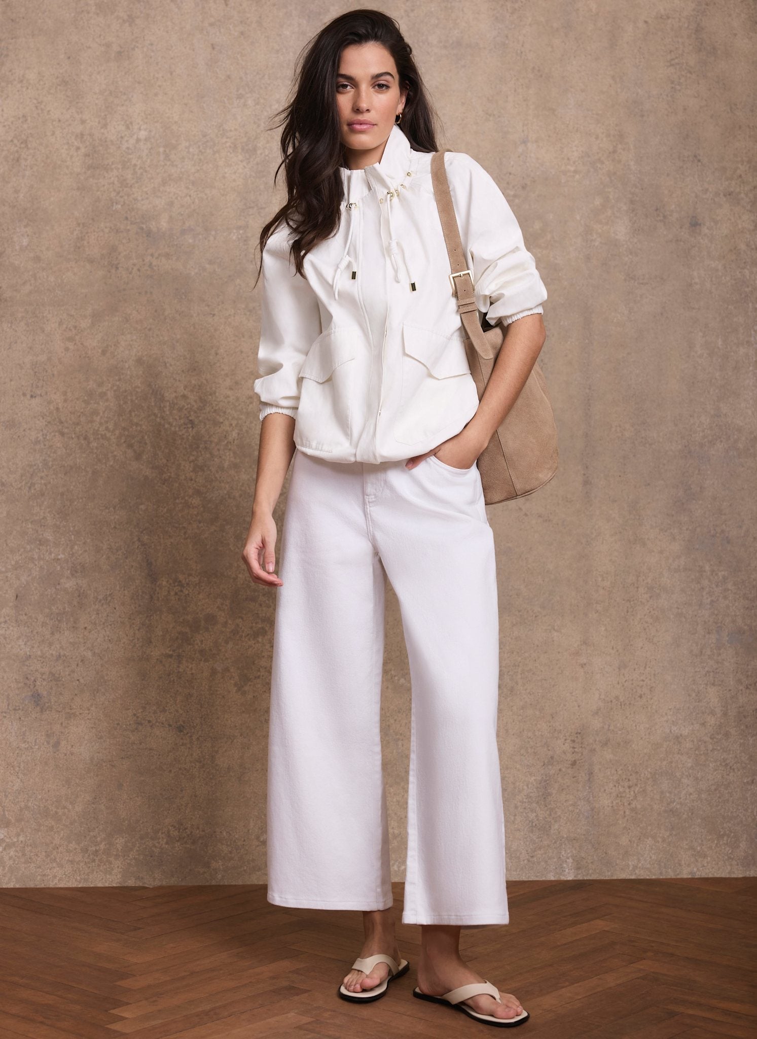 White Cotton Blend Technical Jacket
