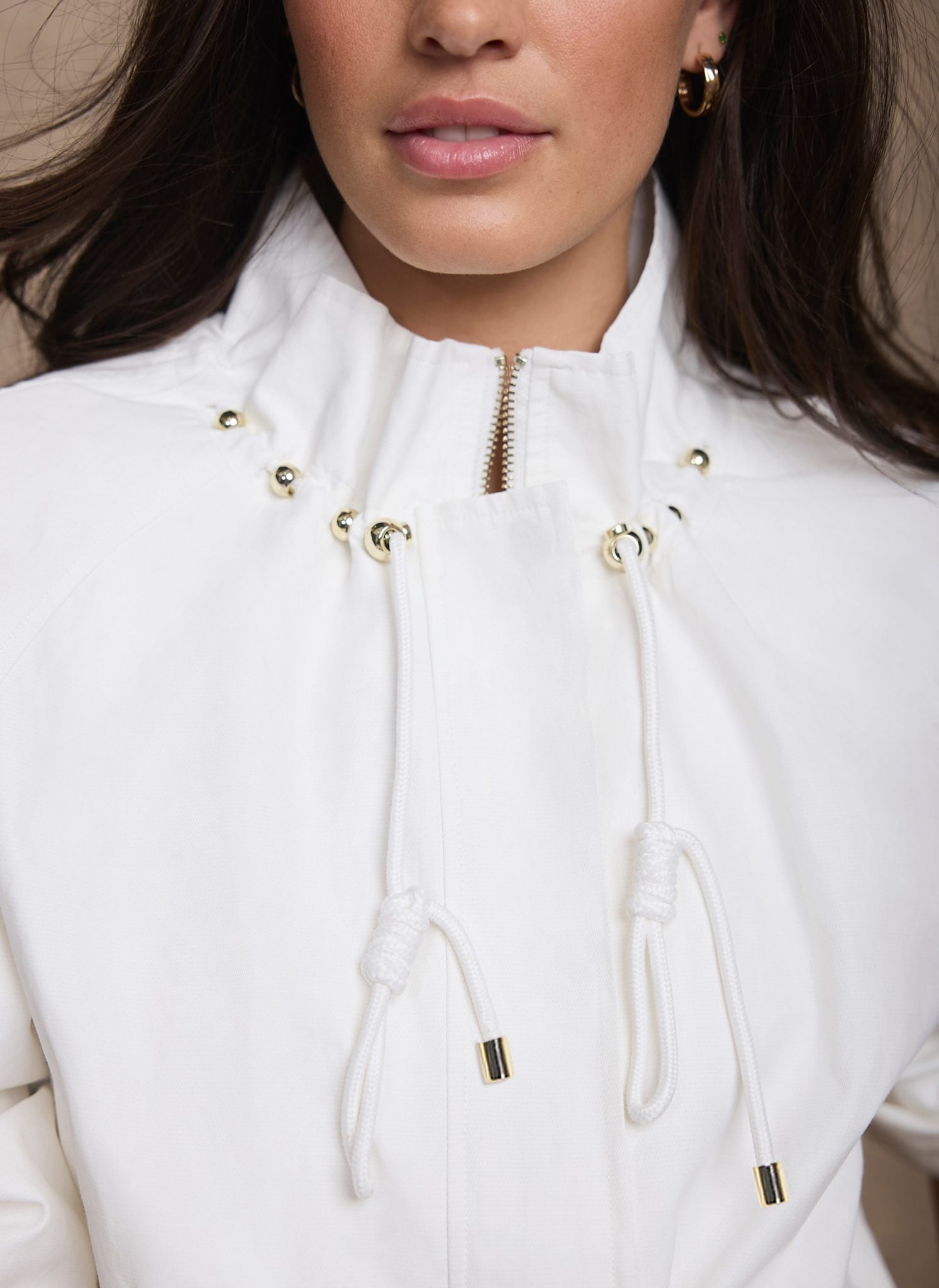 White Cotton Blend Technical Jacket