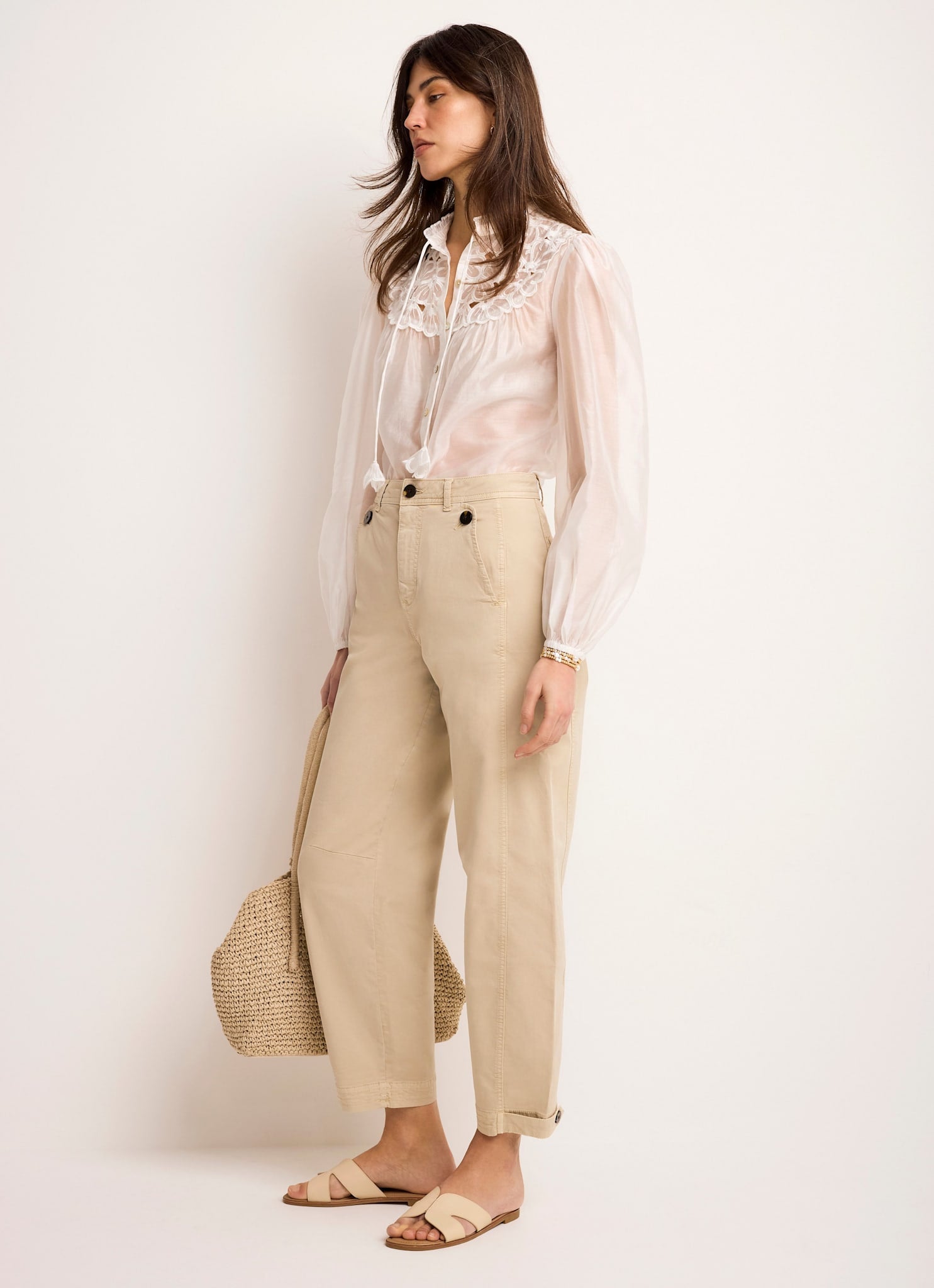 White Floral Sheer Blouse