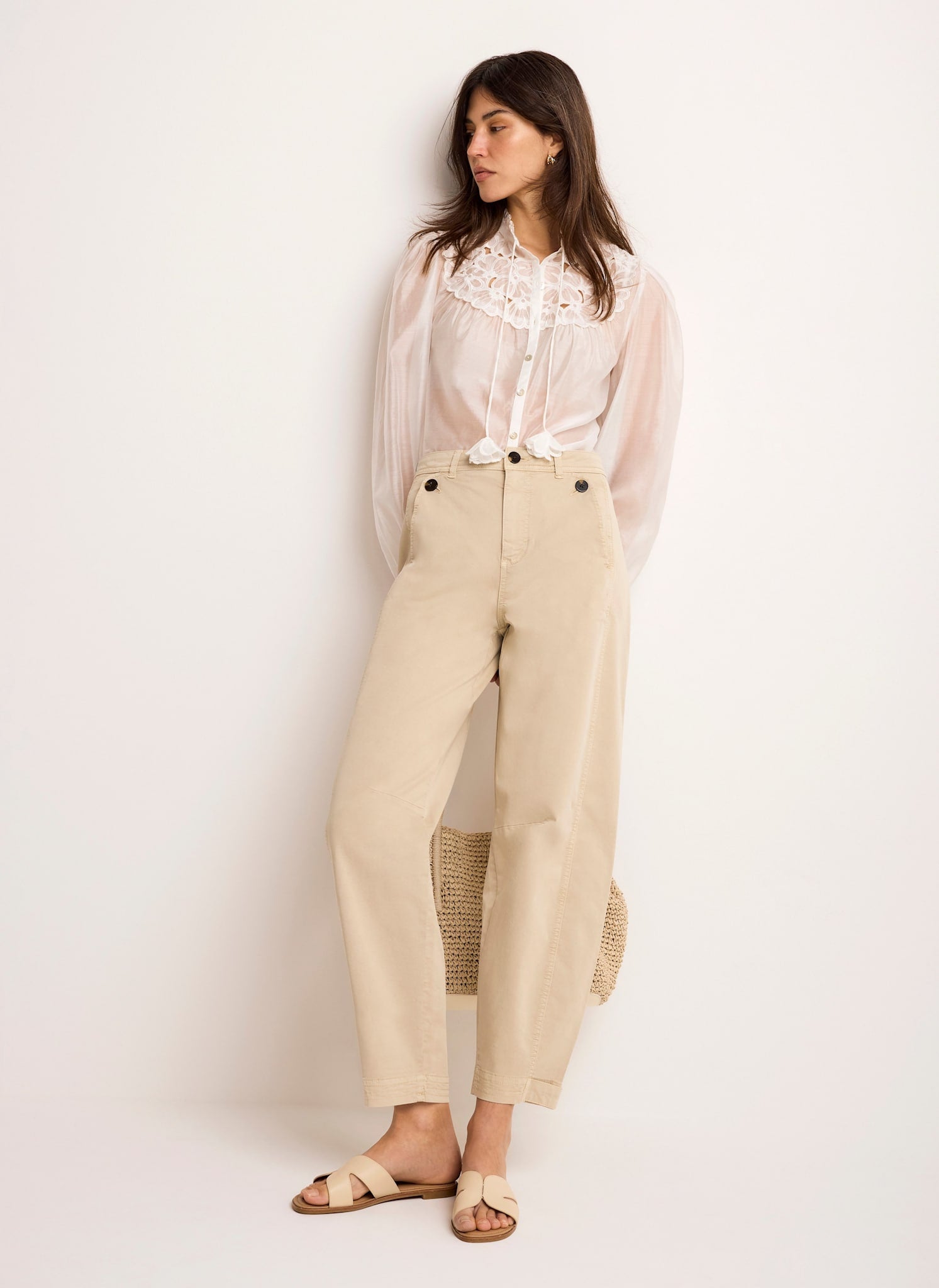 White Floral Sheer Blouse