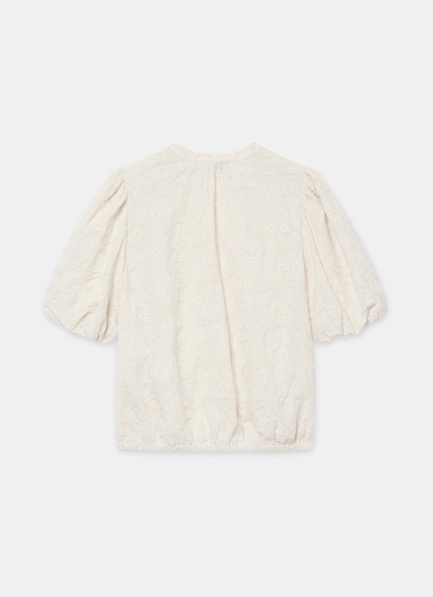 Cream Cotton Textured Floral Top