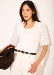 White Cotton Puff Sleeve Top