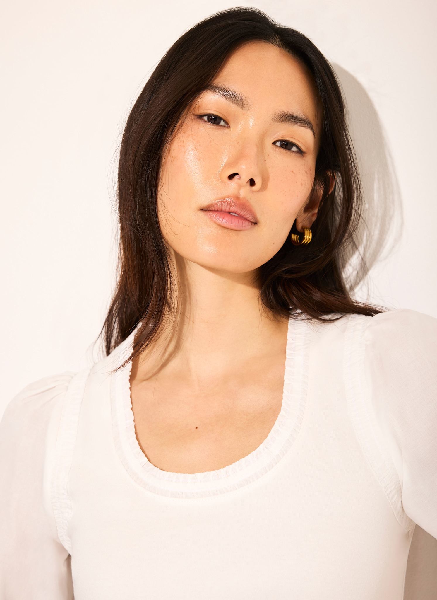 White Cotton Puff Sleeve Top