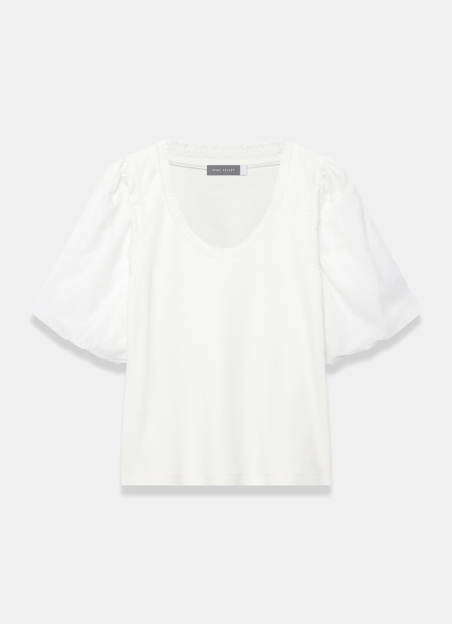 White Cotton Puff Sleeve Top