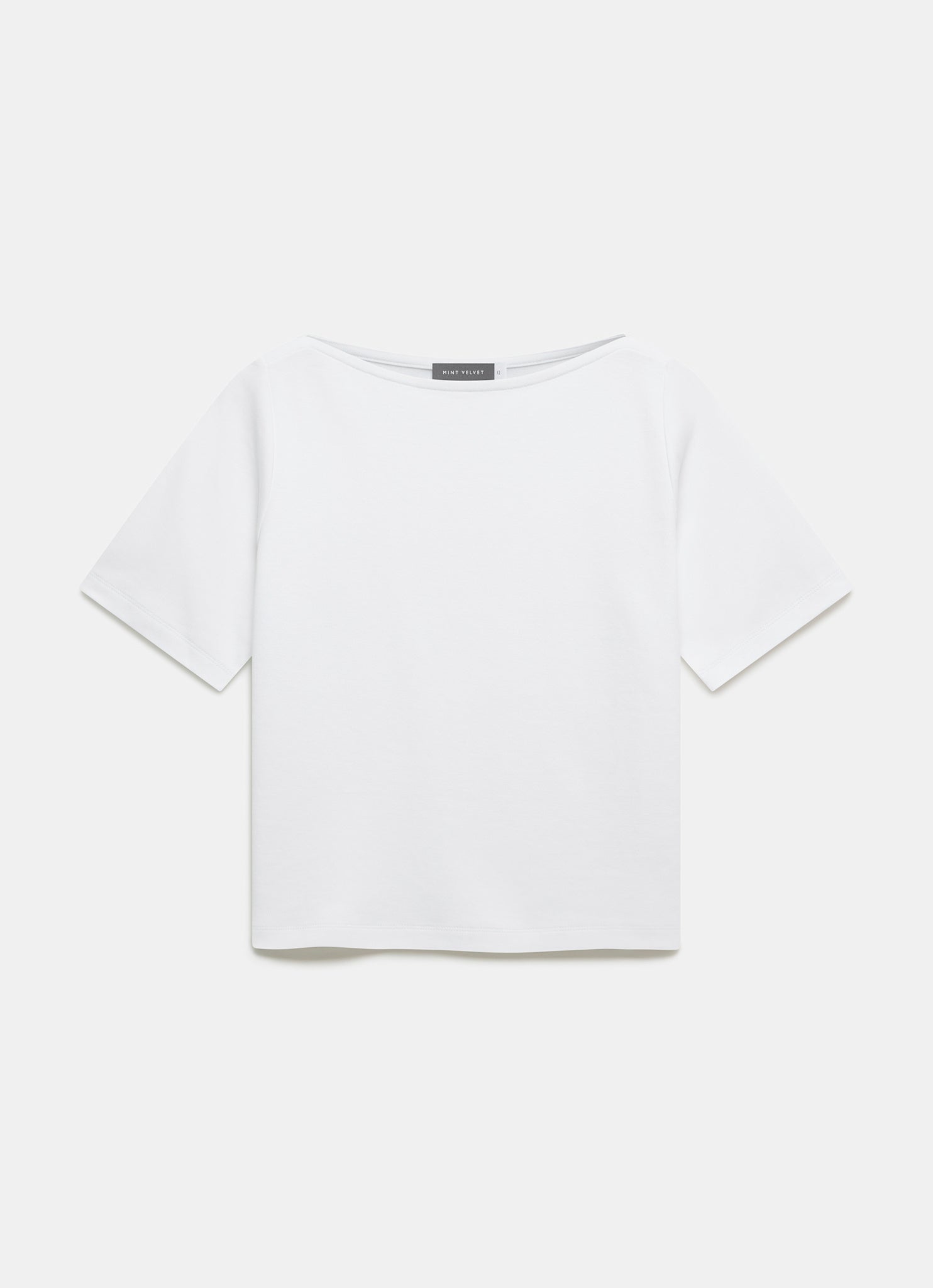 White Slash Neck T Shirt