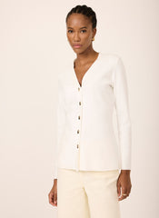 Cream V Neck Longline Cardigan