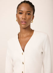 Cream V Neck Longline Cardigan
