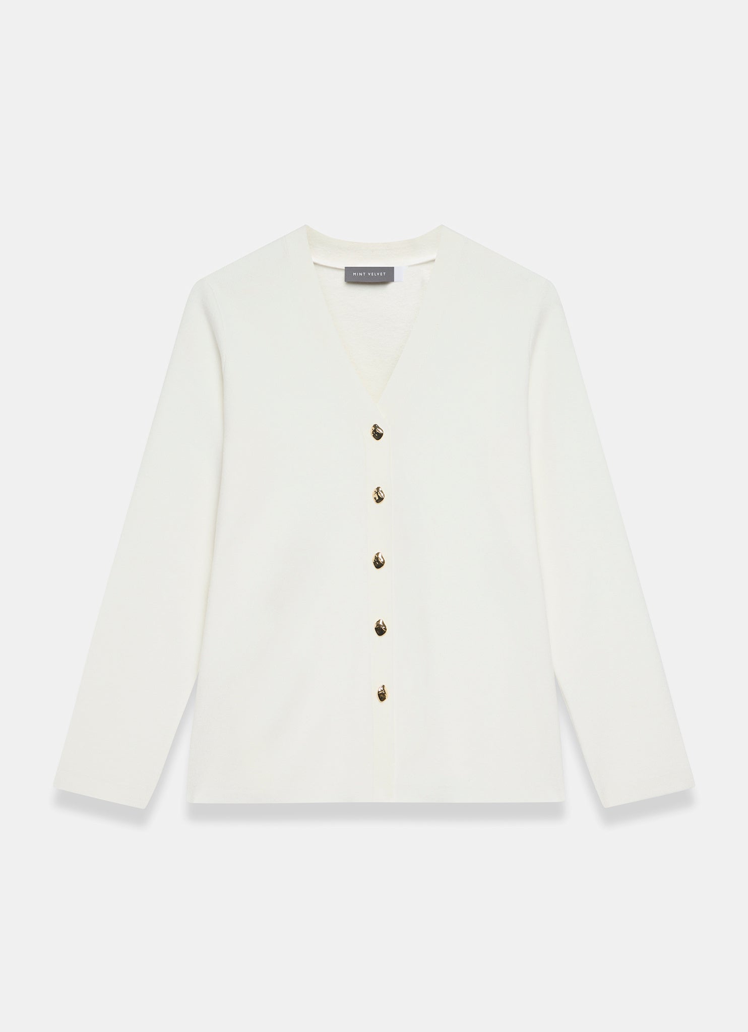 Cream V Neck Longline Cardigan