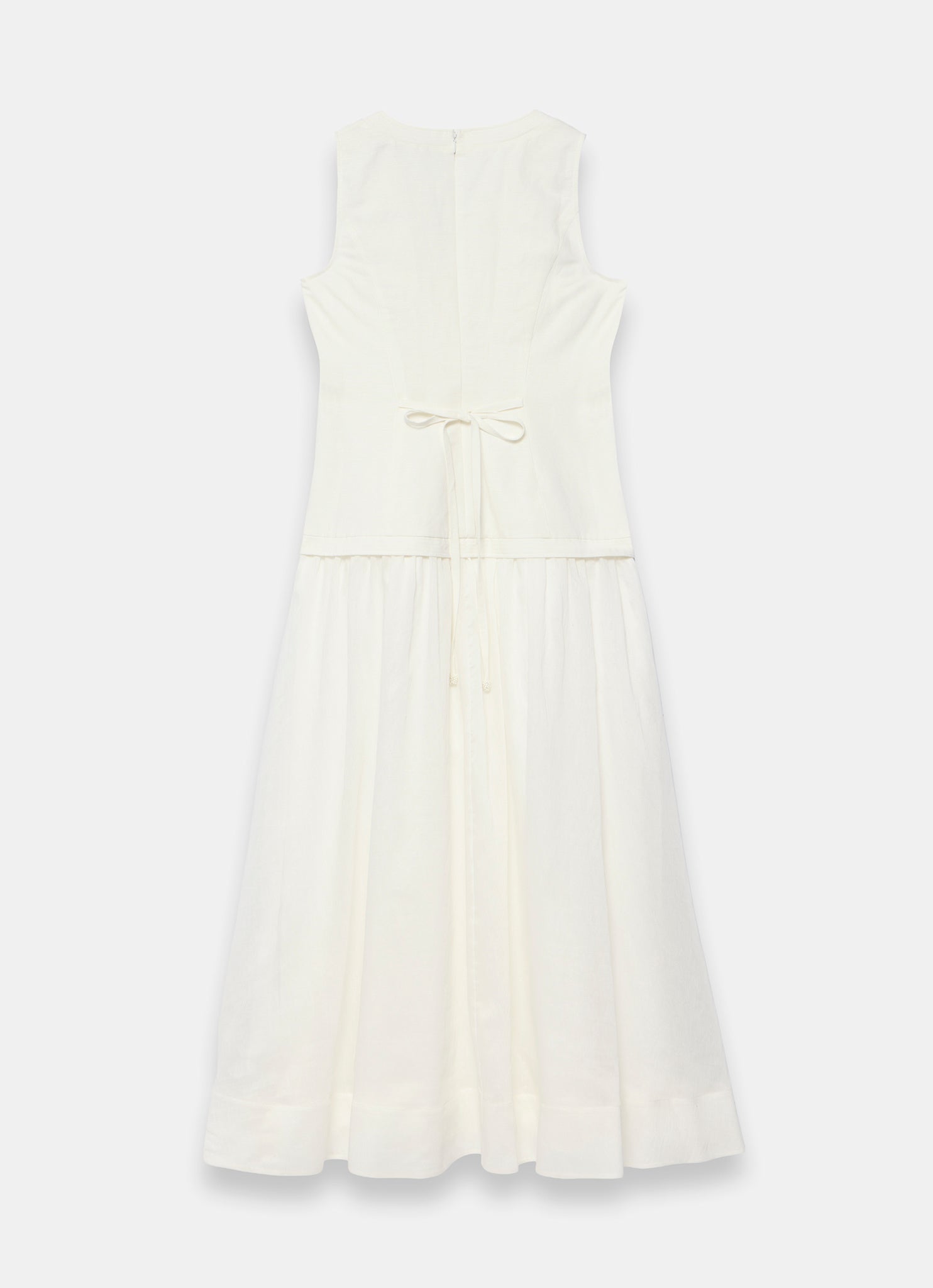 White Linen Blend Waistcoat Maxi Dress