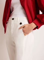White Washed Barrel Leg Chino Trousers
