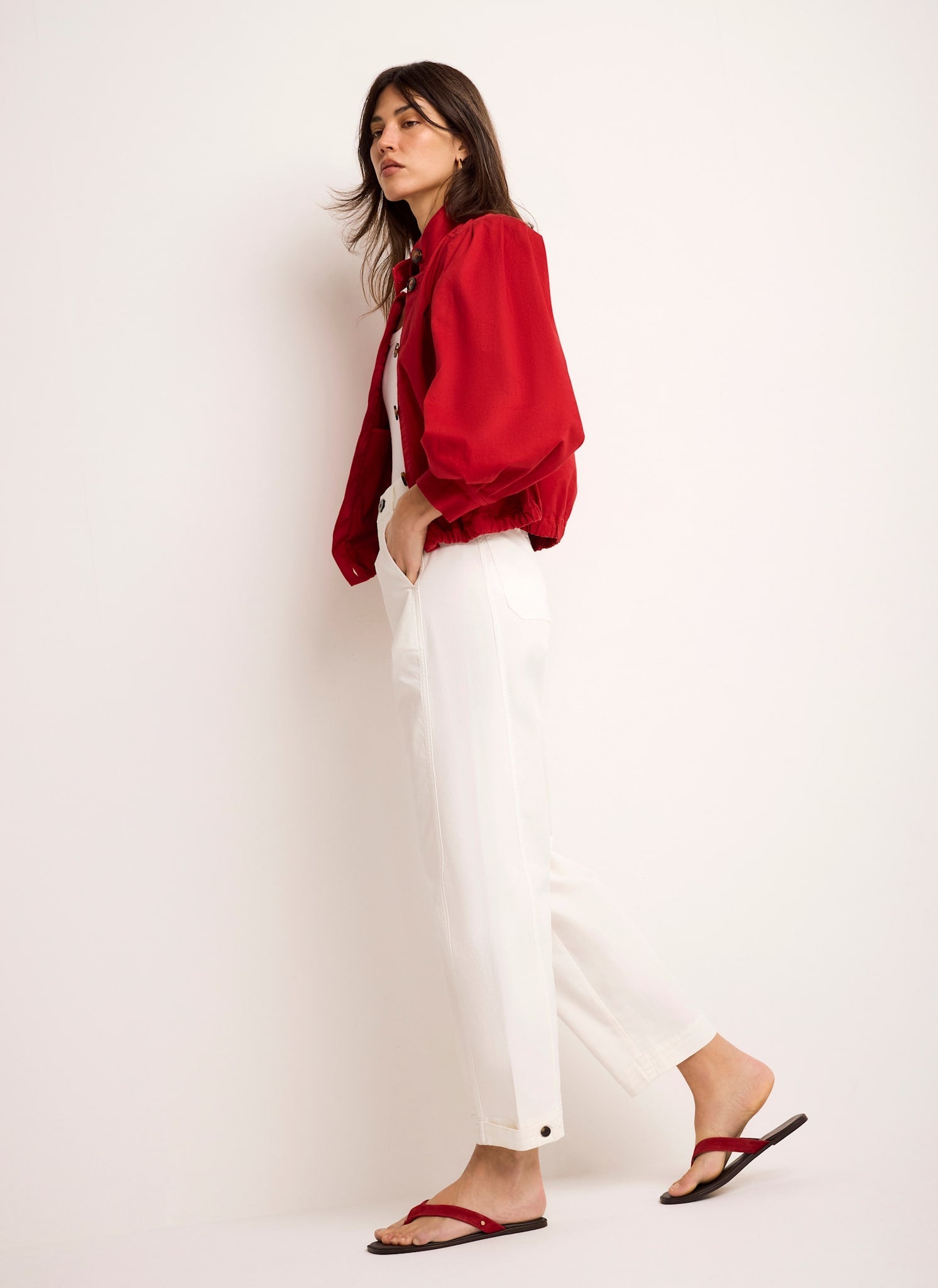 White Washed Barrel Leg Chino Trousers
