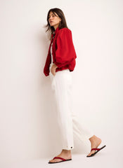 White Washed Barrel Leg Chino Trousers