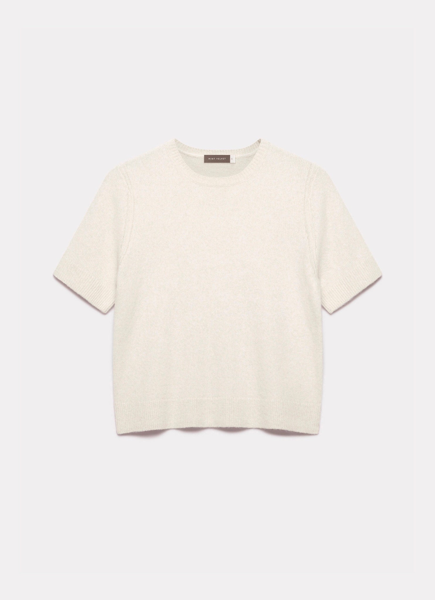 Cream Fitted Knit Tee