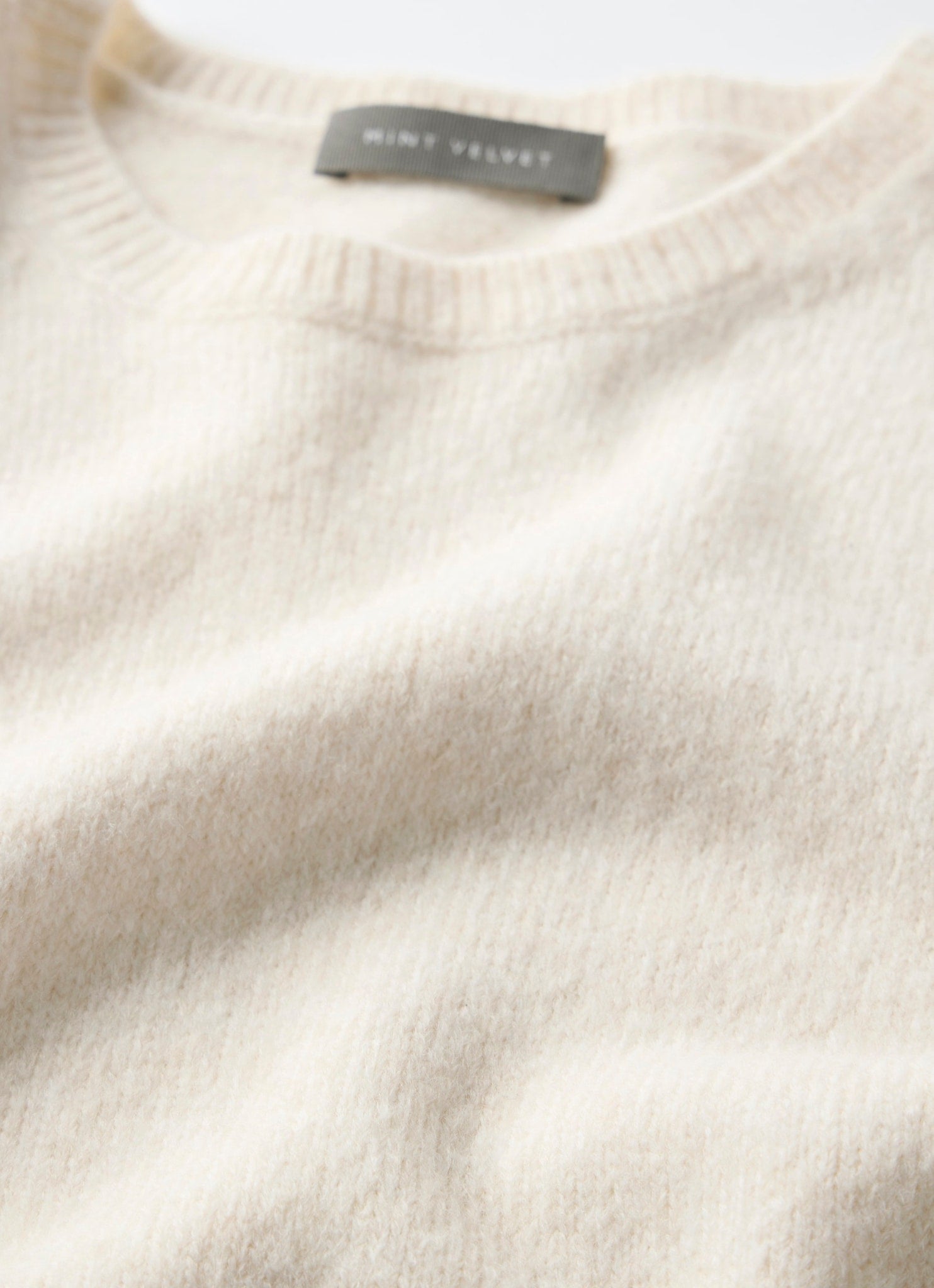 Cream Fitted Knit Tee