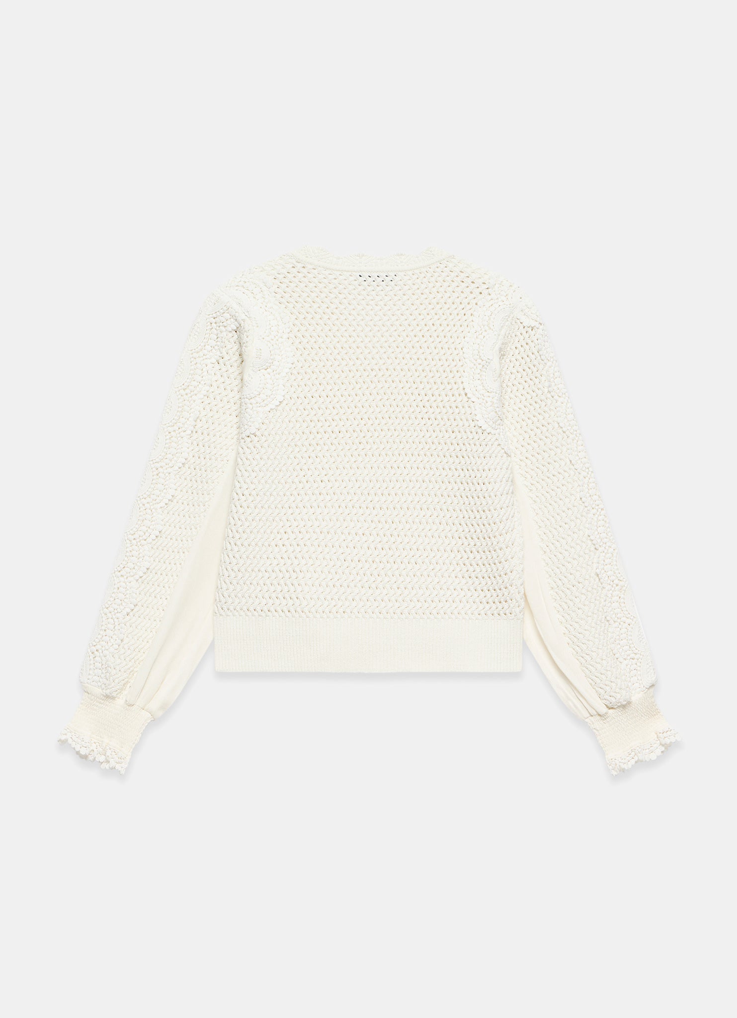 White Cotton Blend Crochet Detail Jumper