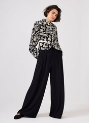 Black Jacquard Floral Cropped Jacket