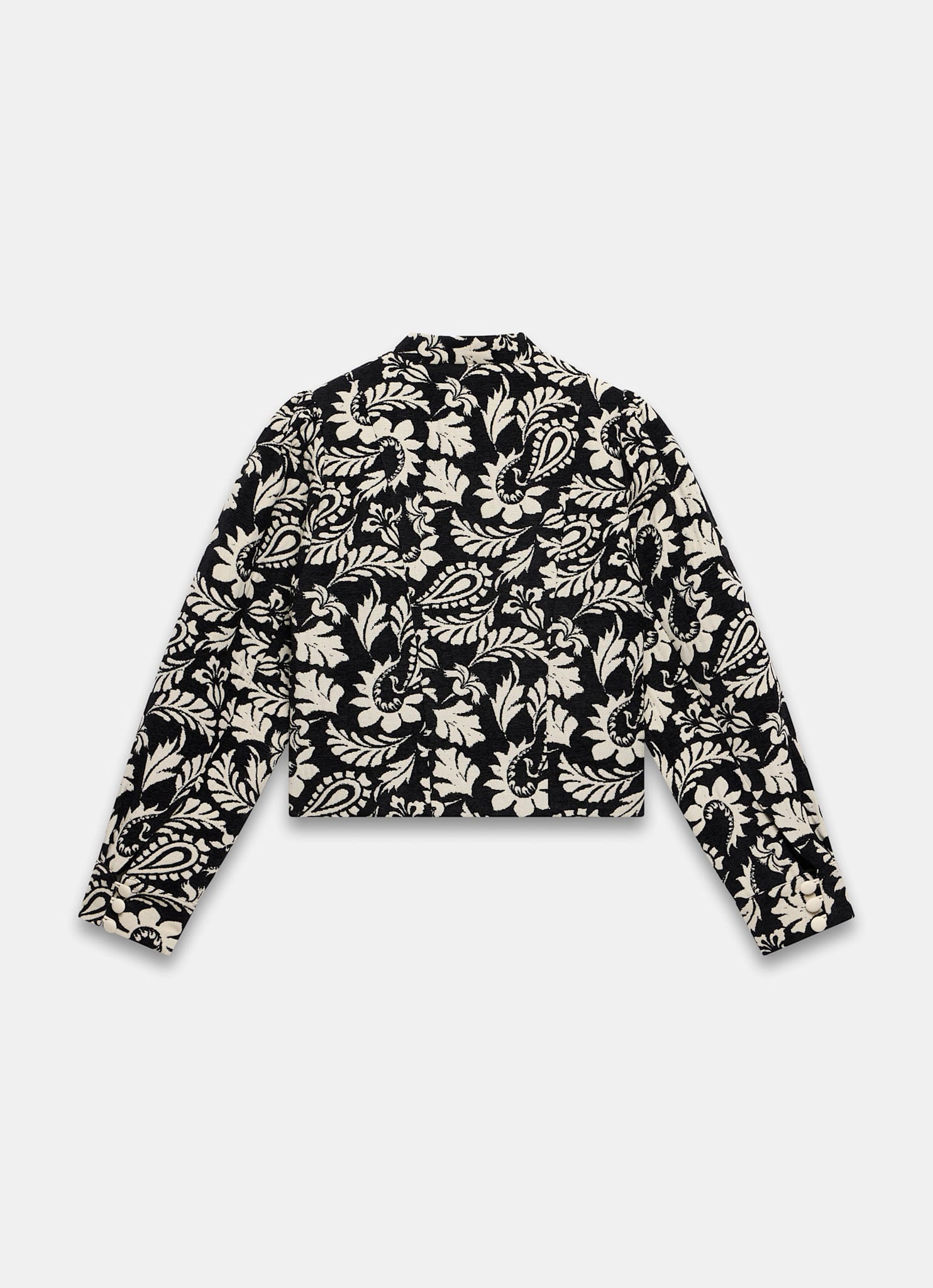 Black Jacquard Floral Cropped Jacket