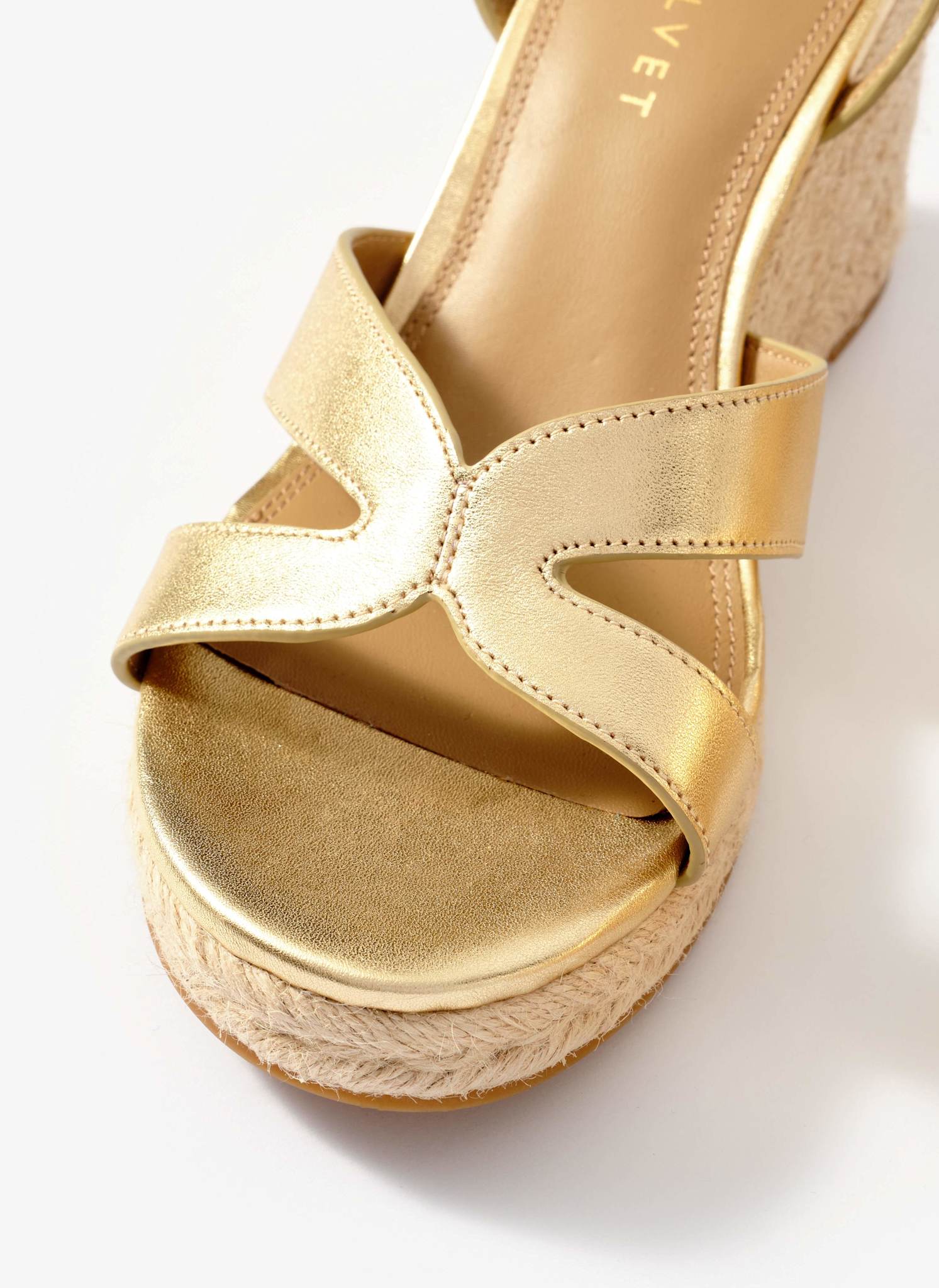 Jase Gold Leather Espadrille Wedges
