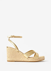 Jase Gold Leather Espadrille Wedges