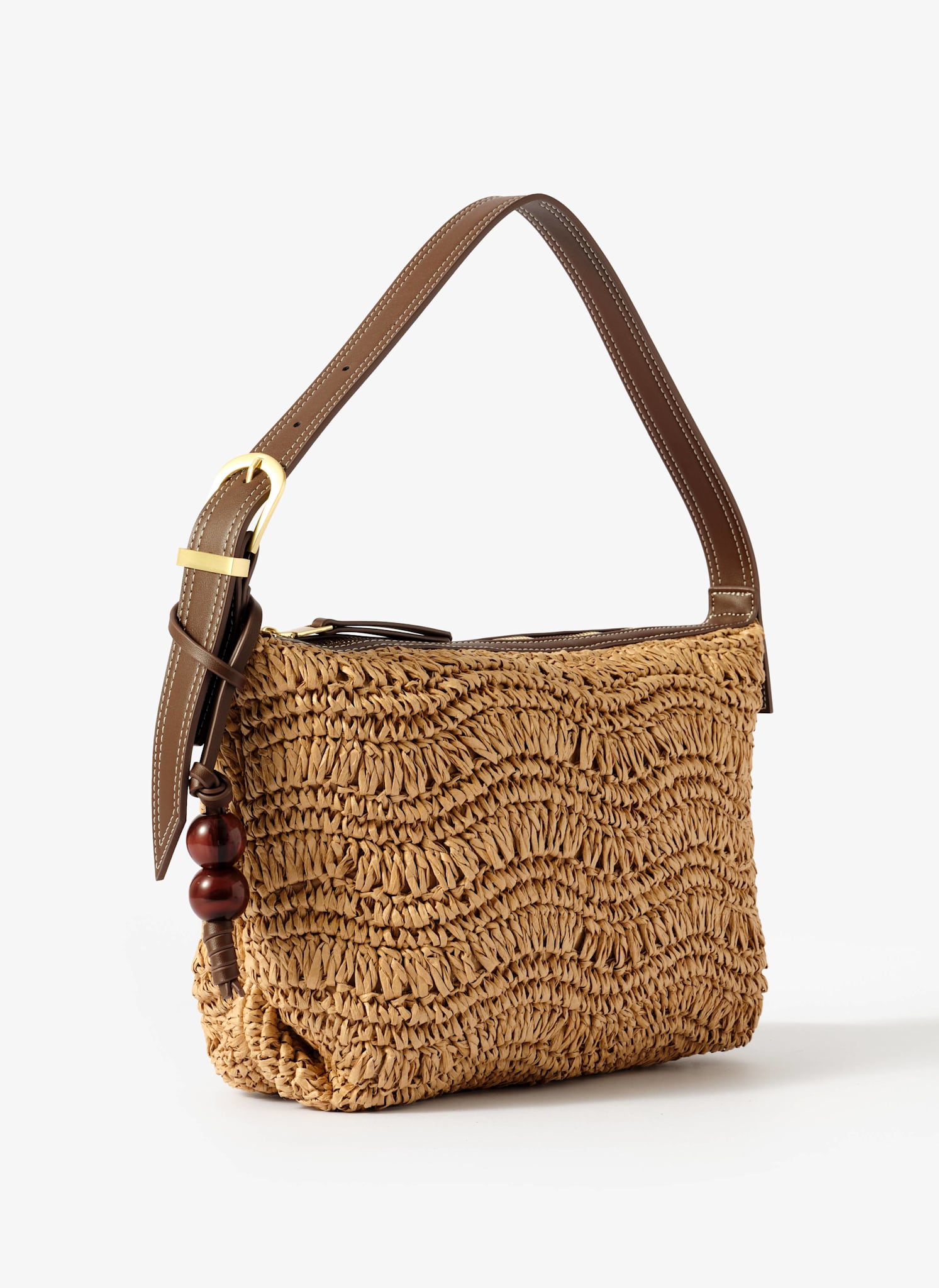 Jessie Neutral Woven Shoulder Bag
