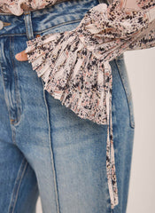 Cream Butterfly Print Blouse